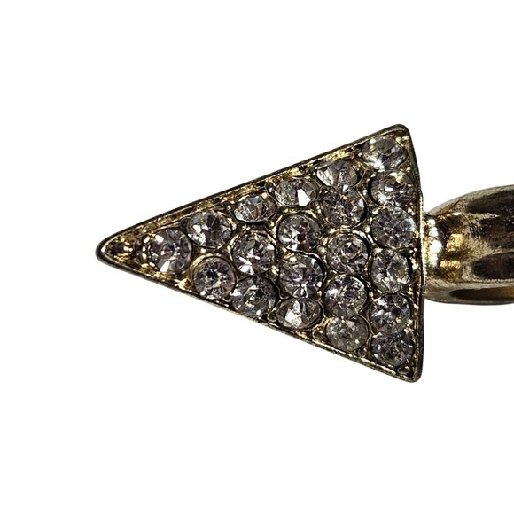 Elegant Rhinestone Gold Tone Triangle Pendant Charm Classic Fashion Jewelry - Picture 2 of 5